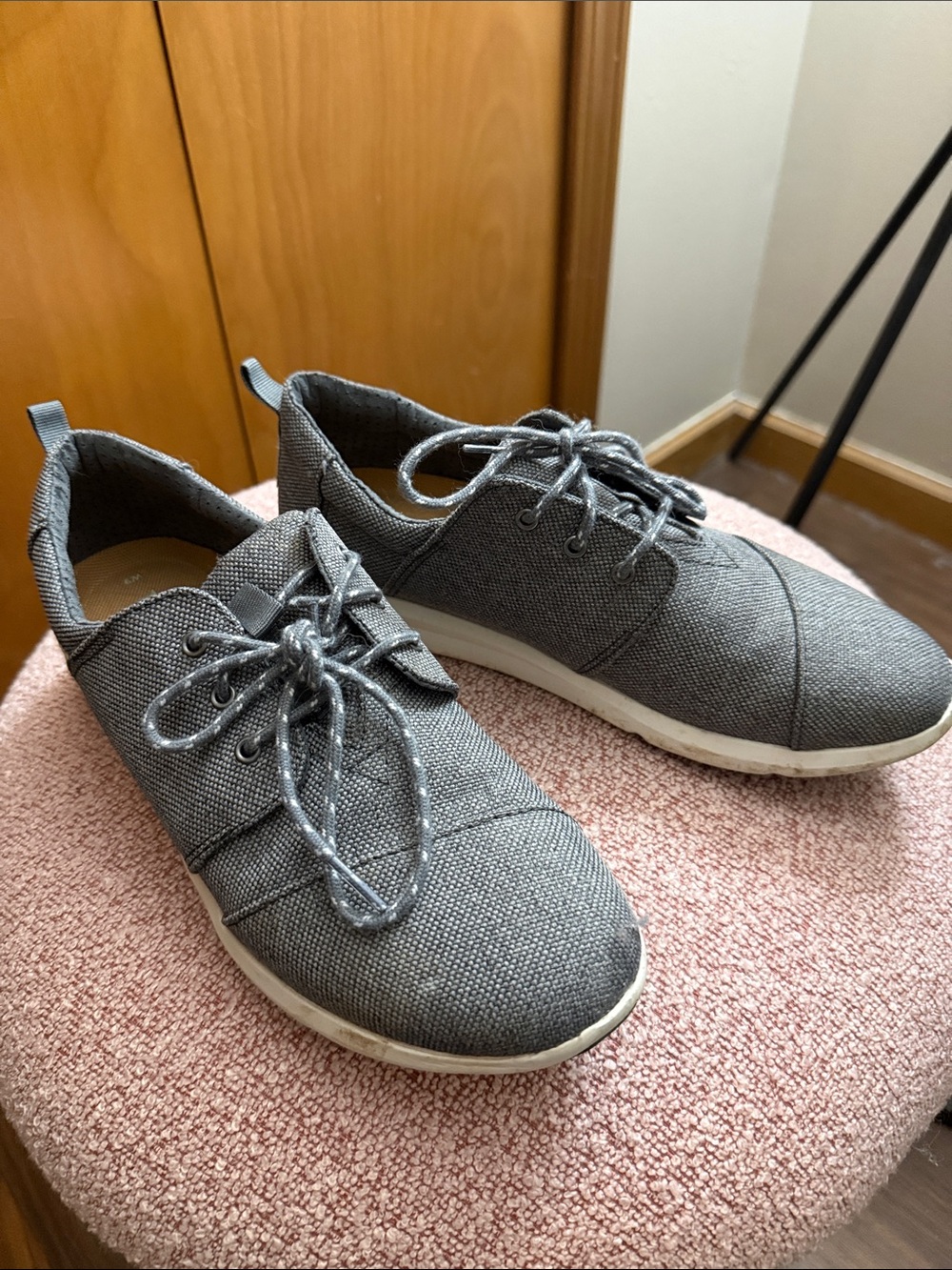 Toms Gray Canvas Lace-Up Sneakers